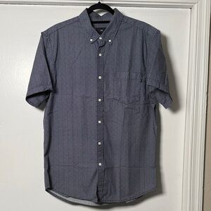 Obey Men's Navy Micro-Pattern Short Sleeve Button-Down Shirt